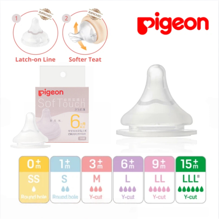 Pigeon 3.0 รุ่น SofTouchTM Peristaltic PLUS จุกนมคอกว้าง Tet SS/S/M/L/LL/LLL Baby Kids ทารกแรกเกิด