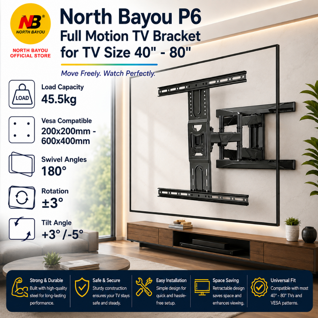 North Bayou P6 Cantilever TV Bracket เหมาะสําหรับทีวีขนาด 40" - 80"