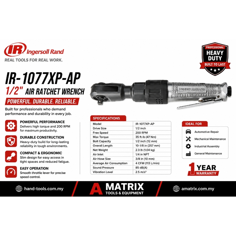 Ingersoll-rand IR-1077XP-AP ประแจวงล้อลม 1/2"