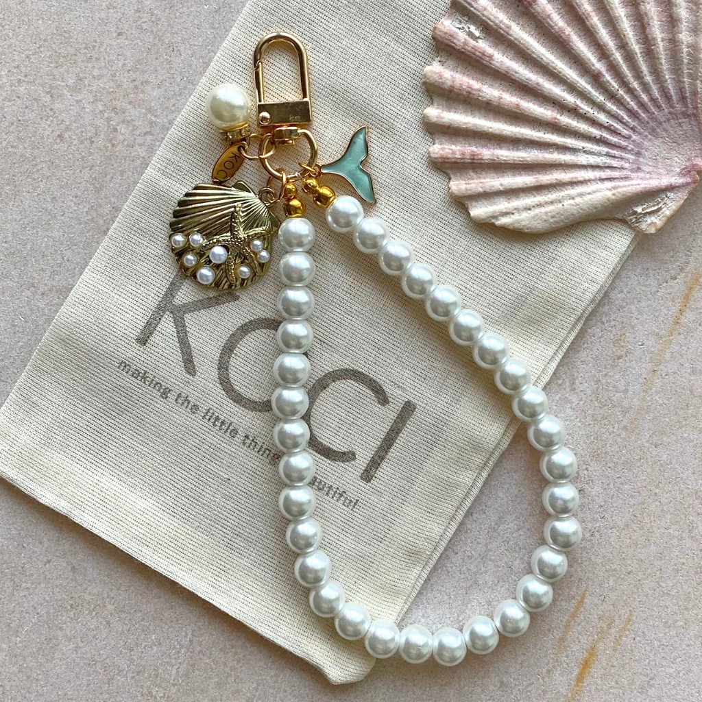 KOCI Handmade - Sirena Mutiara - Beaded Glass Pearls Phone Charm Mermaid Seashell Starfish Beach Key