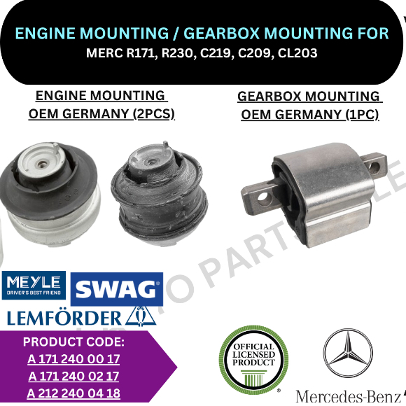 MERC (OEM) เครื่องยนต์ MOUNTING (ชุด) (3PCS) สําหรับ MERC R171, R230, C219, C209, CL203