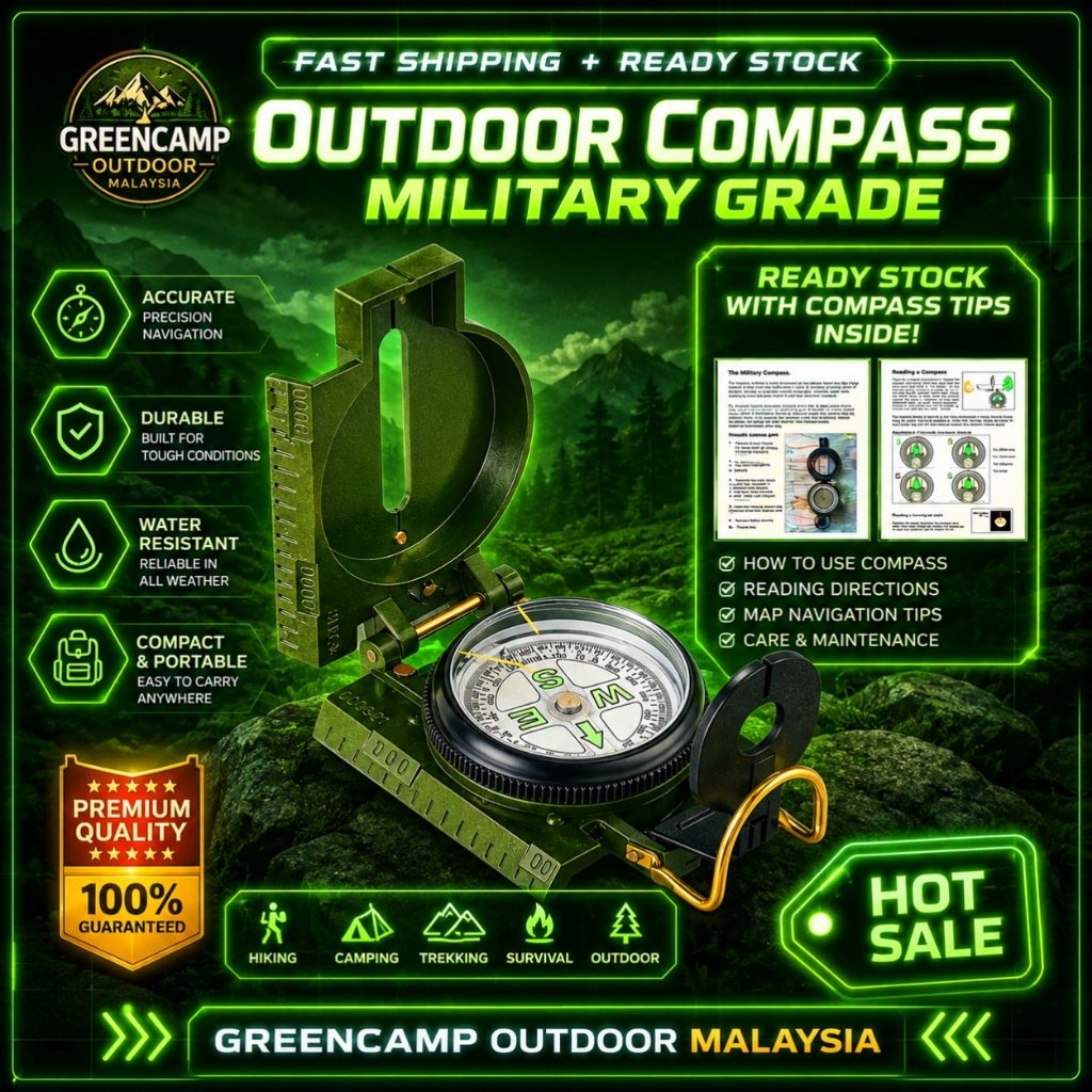 อุปกรณ์เสริมแคมป์ปิ้งชุดเดินป่ากลางแจ้ง COMPASS KOMPAS ARAH KIBLAT TRAVEL NAVIGATION LENSATIC COMPAS