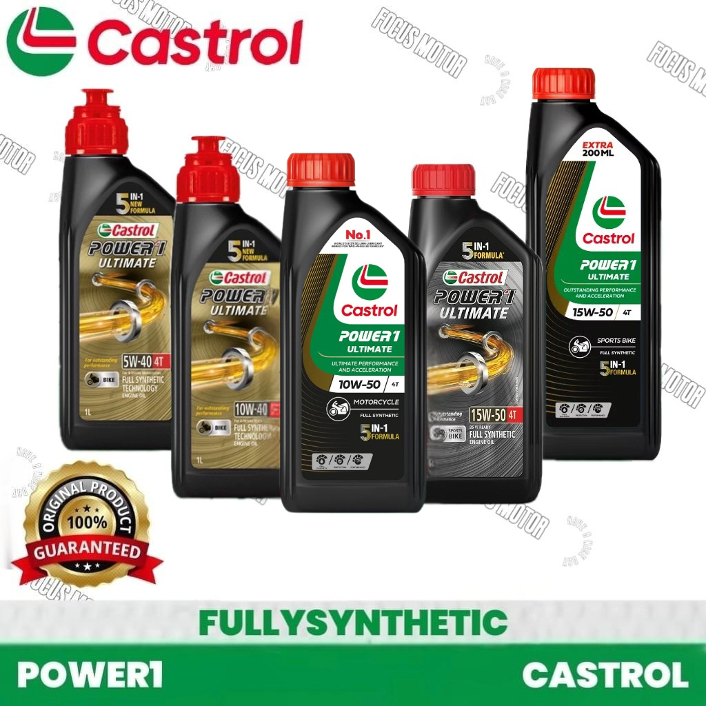 Castrol Power 1 Ultimate 5w40 10W40 10W50 15W50 4T,Miyak hitam Minyak Castrol 4T