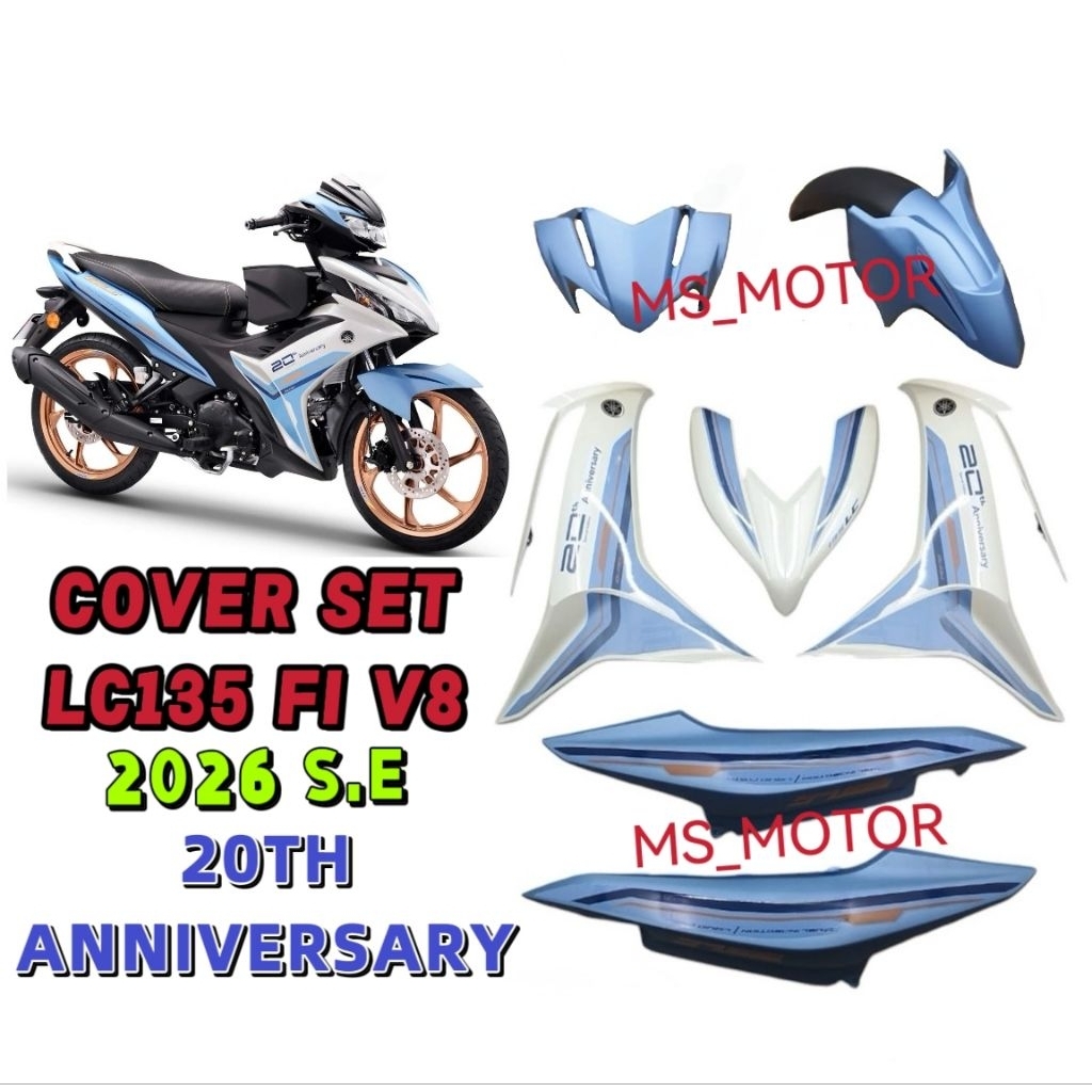 COVERSET LC135 FI V8 LIMITED EDITION 2026 SE 20TH ANNIVERSARY BLUE WHITE BIRU PUTIH BODY COVER ชุด W