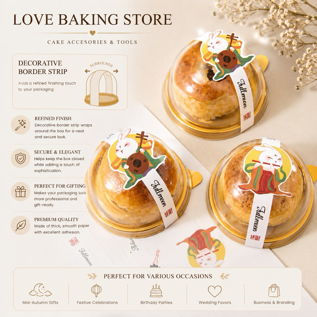 LBS • (54 ชิ้น) แพ็คเกจธูป ตกแต่งเค้ก การ์ดซีลเทศกาล Eggyolk [ไม่มีกาว ]