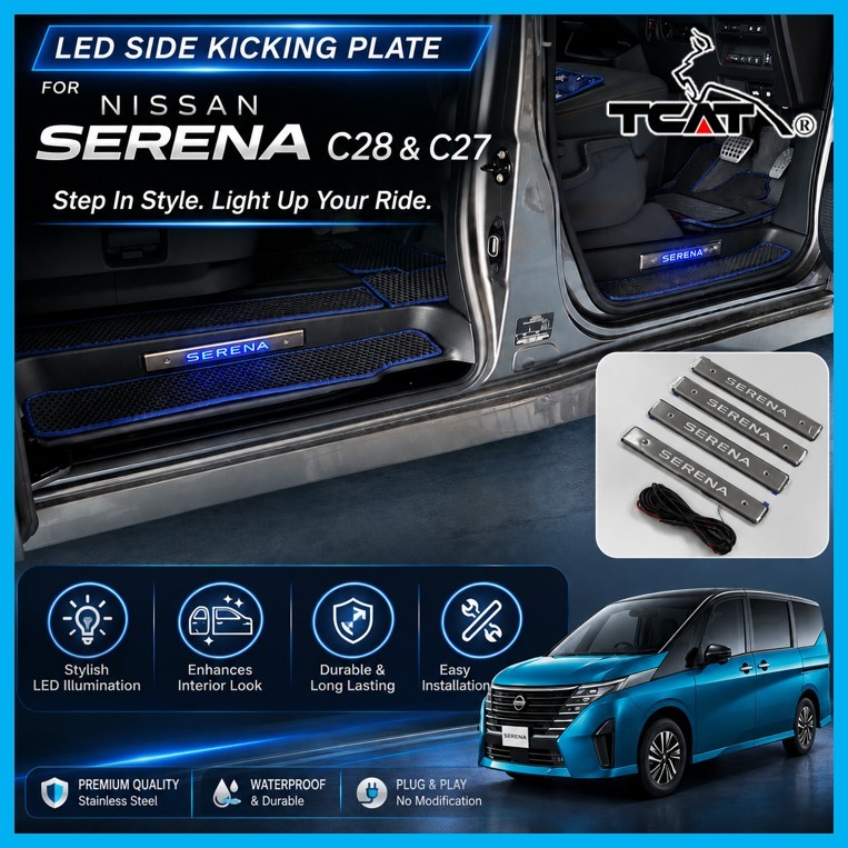 แผ่นเตะด้านข้าง LED สําหรับ Nissan Serena C28 & C27