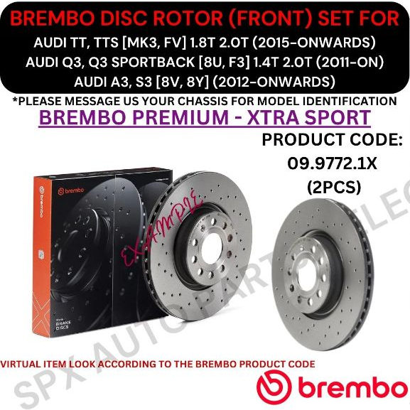 โรเตอร์เบรก BREMBO DISC (FRONT, REAR) สําหรับ AUDI TT, TTS [MK3, FV] / Q3, Q3 SPORTBACK [8U, F3] / A