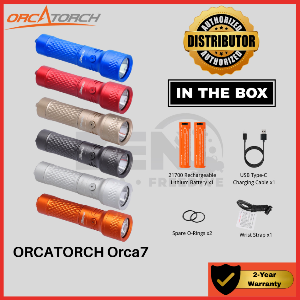 OrcaTorch Orca7 X7 3000 Lumen ไฟฉายดําน้ํา Type-C ชาร์จสําหรับดําน้ําทางเทคนิคดําน้ําไฟฉายใต้น้ํา