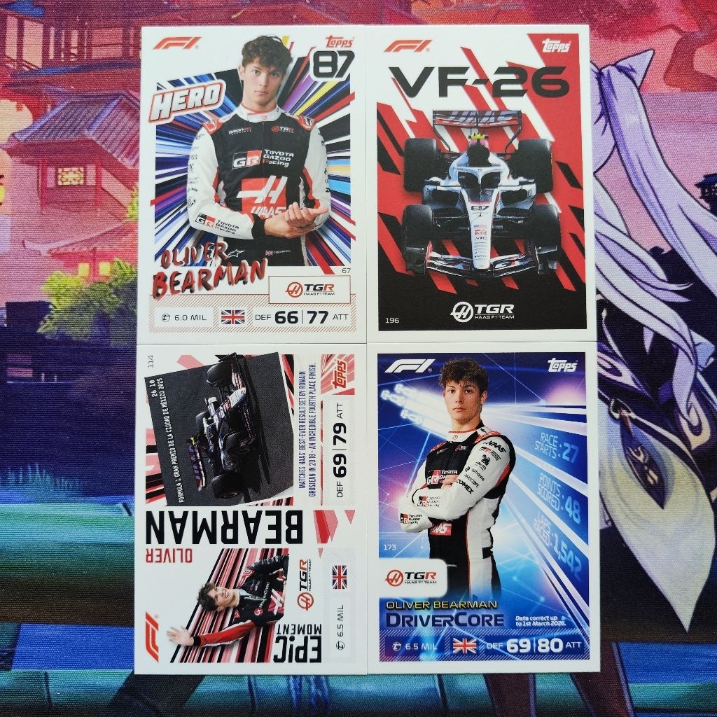Ollie Bearman 4 ชิ้น/เซ็ต Topps Turbo Attax 2026 F1 Haas Base