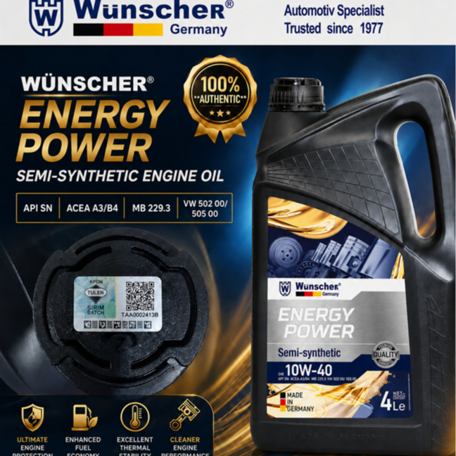 WUNSCHER 8010-4 ENERGY POWER 10W40 4L (MADE IN GERMANY)