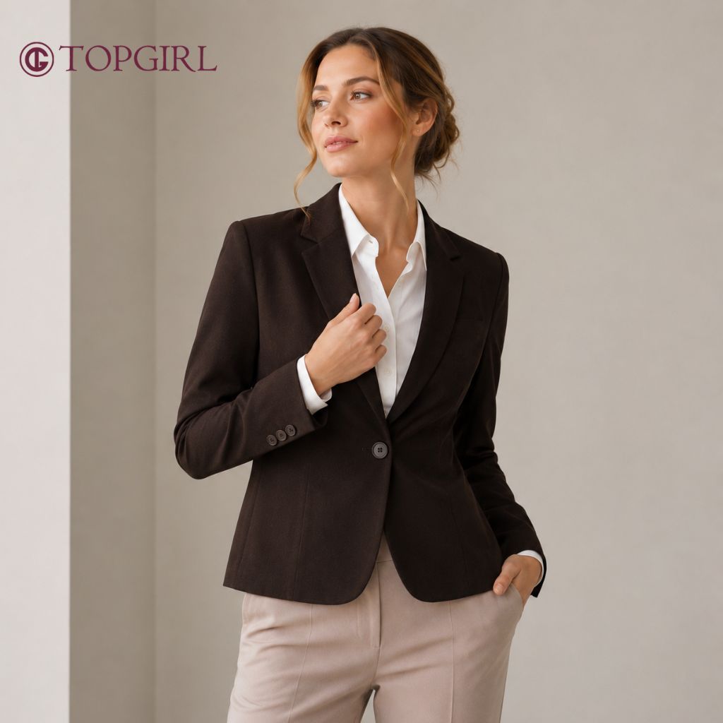 TOPGIRL Office Blazer Premium Blazer ผู้หญิง Slim Fit Office Blazer แขนยาวเสื้อแจ็คเก็ตอย่างเป็นทางก