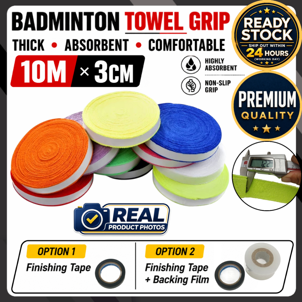 T1 BORONGPREMIUM Badminton Towel Grip ( Size : 10m x 3cm )