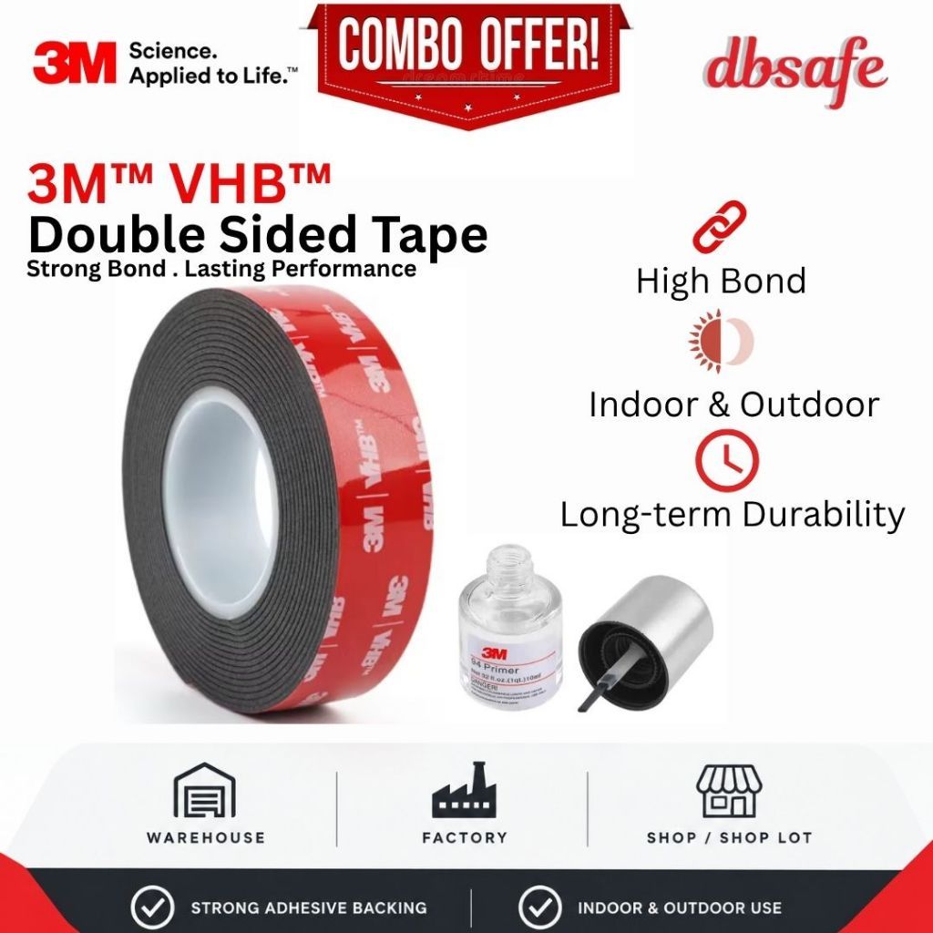 [ข้อเสนอคอมโบ] 3M VHB Tape 5952 + 3M Primer 94 (10ml)
