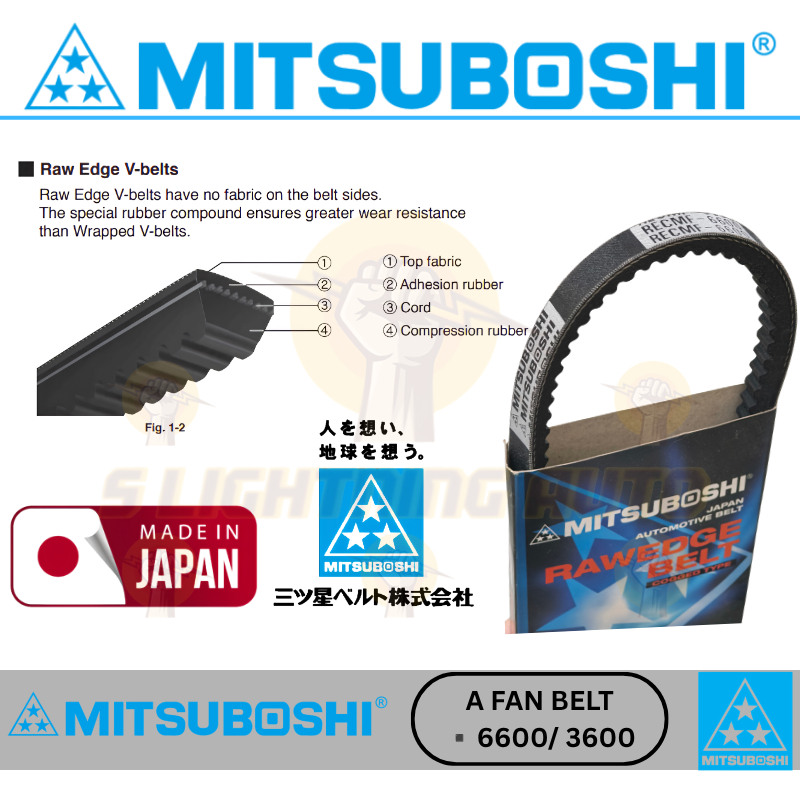(6600/ 3600) FAN BELT MITSUBOSHI RECF 3600 6600 (13 X 1500) (A_BELT)