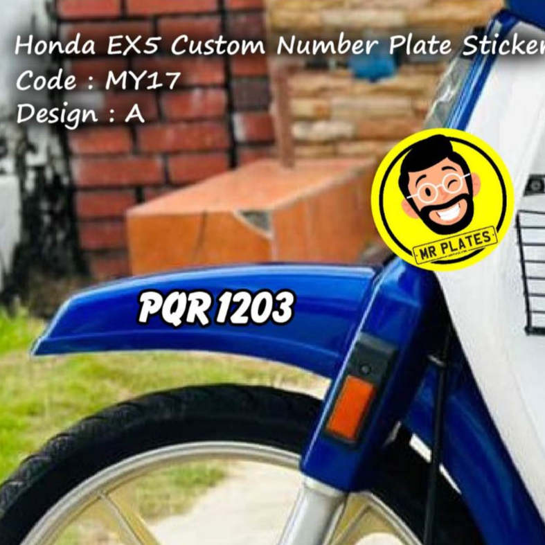 MY17 Honda EX5 สติ๊กเกอร์แผ่นตัวเลขที่กําหนดเอง Classic Clean Design กันน้ํา