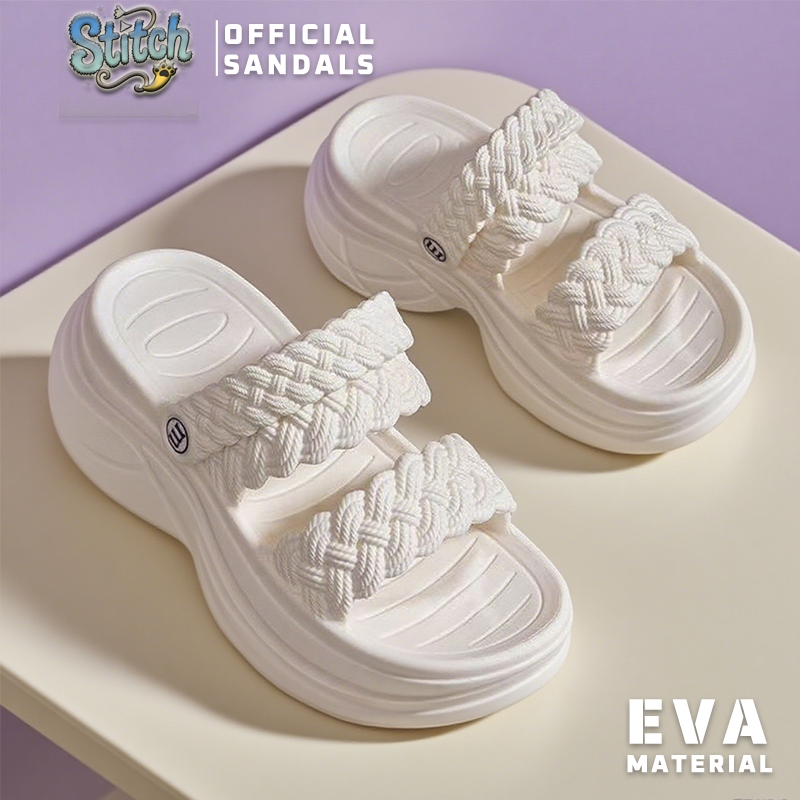 Stitch Sandal Wedges Perempuan Kasut Tinggi Selipar Korean Style High Platform Jelly