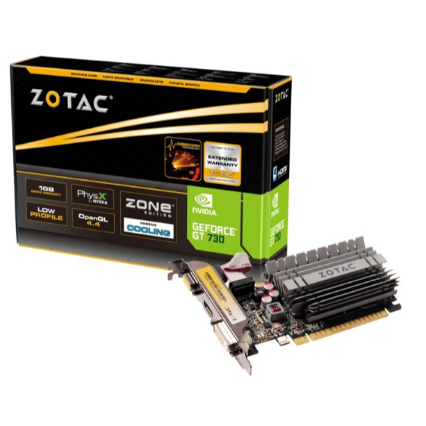 ZOTAC GeForce GT 730 2GB Zone Edition - โปรไฟล์ต่ํา DDR3 2GB