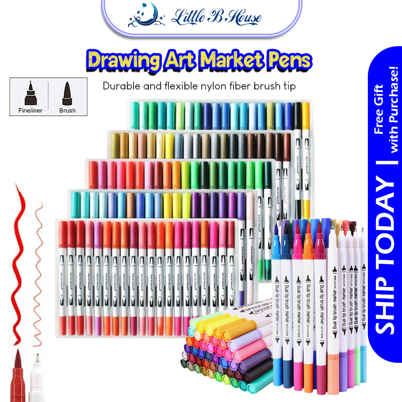 [Happy Kids] Double Head Pen ปากกาสี Watercolor Brush Pen Calligraph Art Stationery 双头水笔 ปากกาสี สี 