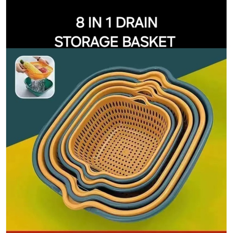 8 IN 1 ภาชนะเก็บอาหาร/ตะกร้าชาม/ผลไม้และล้างทําความสะอาดได้ตะกร้าขนมปัง/ตะกร้าอาหาร CUCI SAYUR