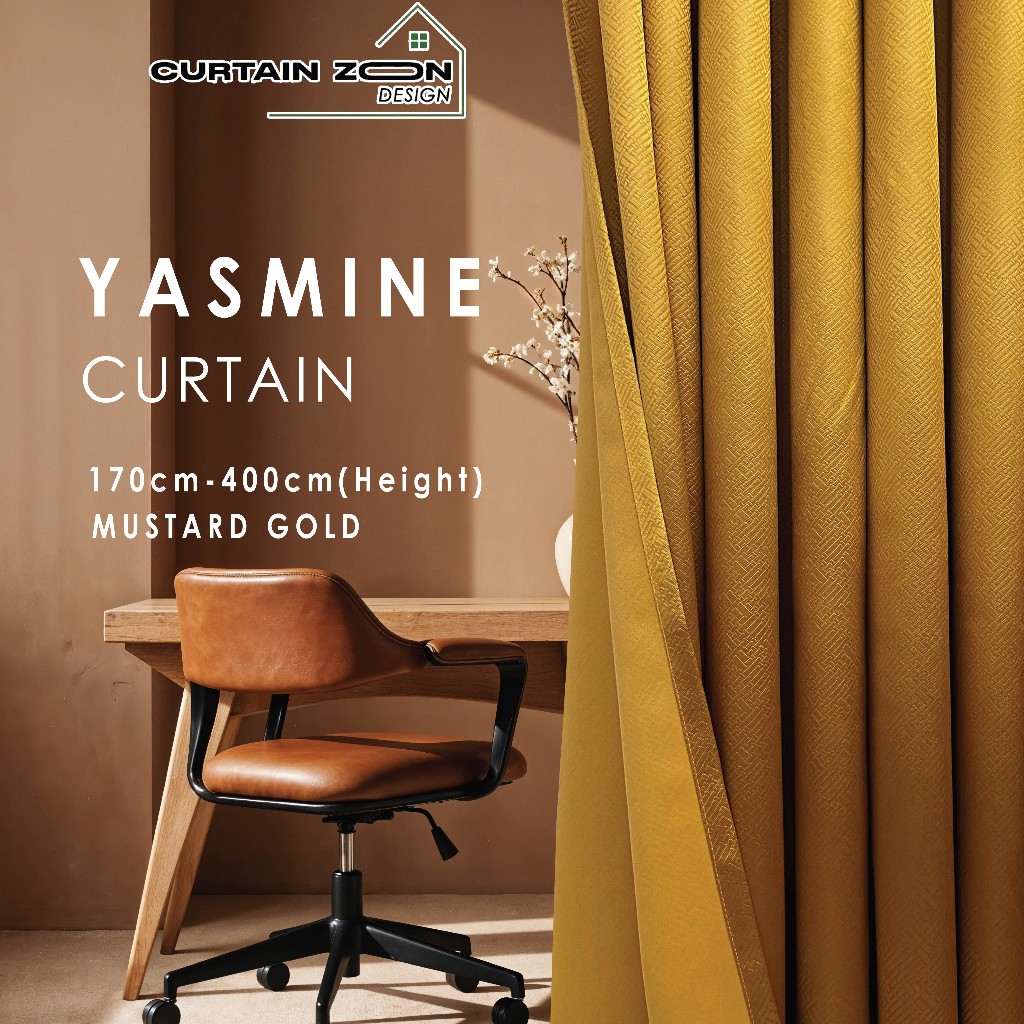 Curtain_Zoon Yasmine Y7 Mustard Gold (170cm-400cm) ผ้าม่านทึบแสง Window Made Hook ตาไก่