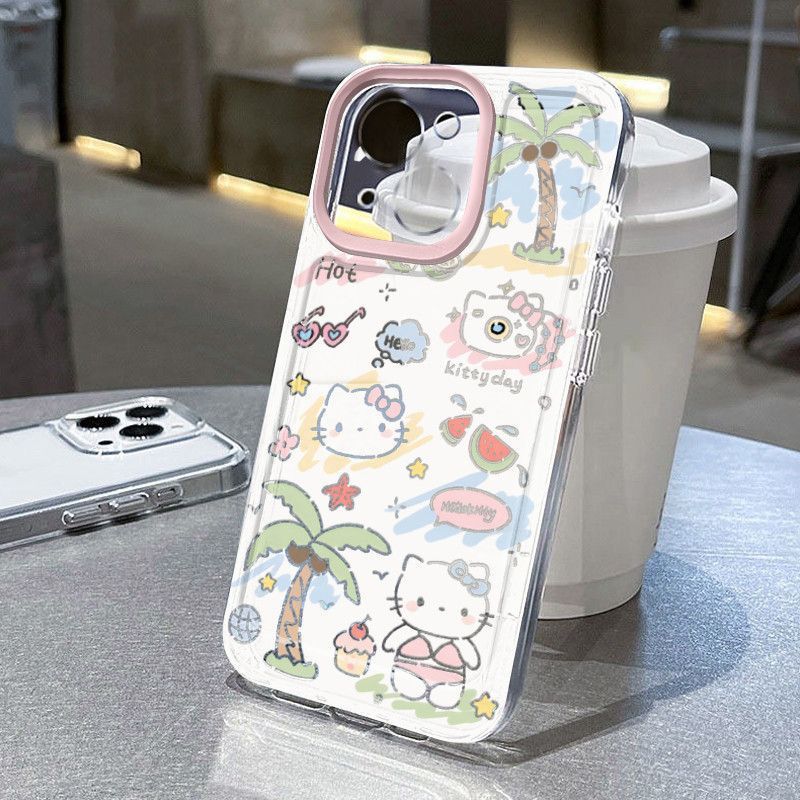 สําหรับIphone Case 11 12 Kucing di pantai 13 14 15 Pro XS Max X XR 7 8 Plus 14 16 Pro Max 13 Pro Max