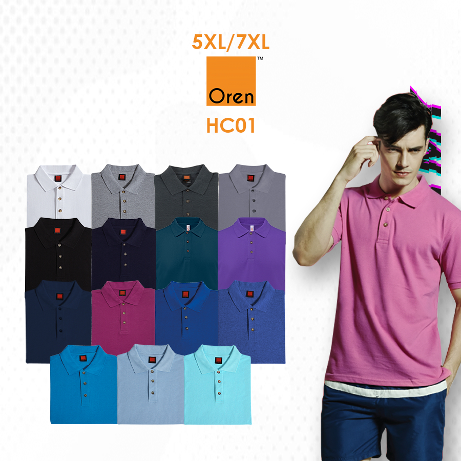 Oren Sport HC01 Plus ขนาด 5XL 7XL HoneyComb Polo ผ้าฝ้ายแขนสั้นผู้ใหญ่ Unisex Collared NTMY.os