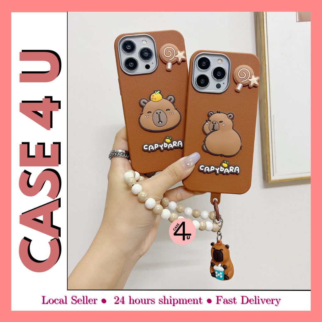 Oppo A3 A5 A6 Pro A9 A15 A16 A17 A18 A31 A38 A53 A54 A57 A58 A60 A77s Fon Sarung Kulit หนัง Capybara