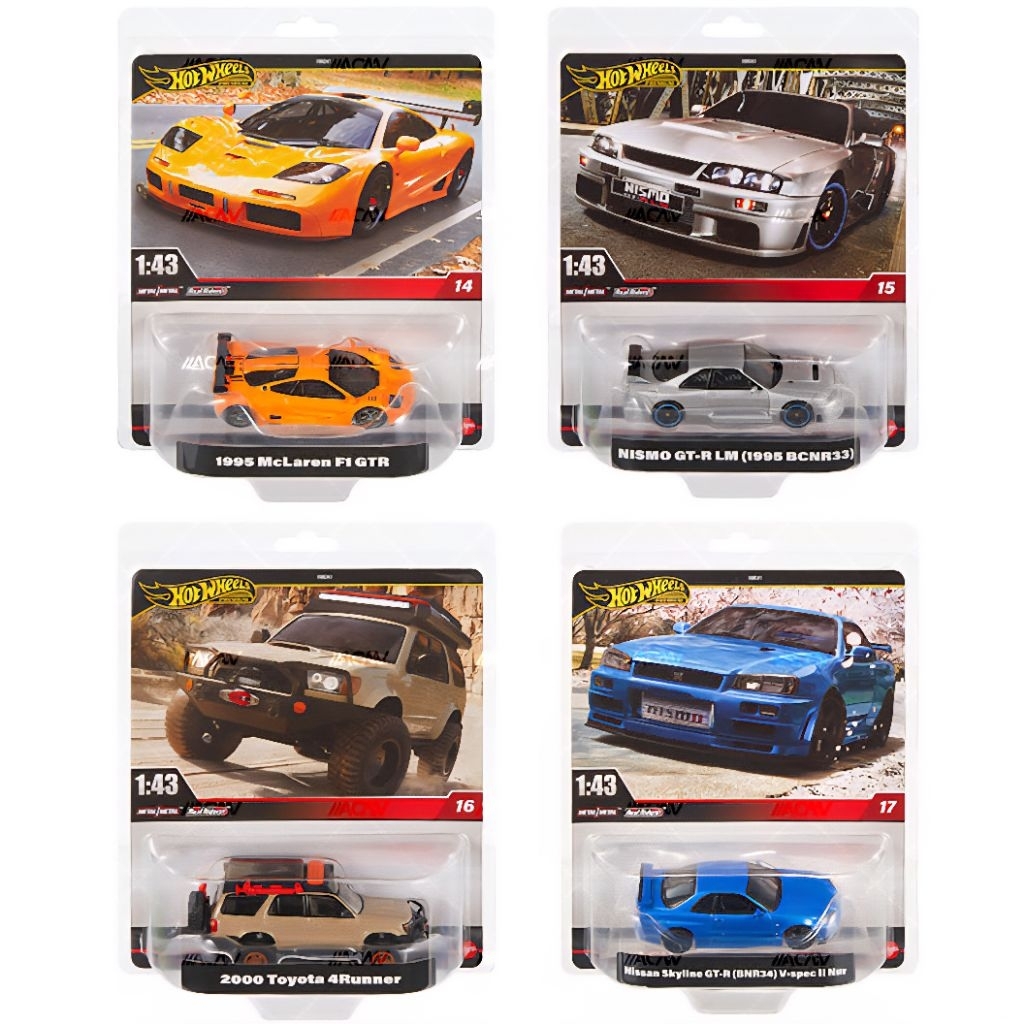 HOT WHEELS PREMIUM SCALE 1:43 SKYLINE GT-R R34 R33 NISMO F1 MCLAREN TOYOTA TACOMA