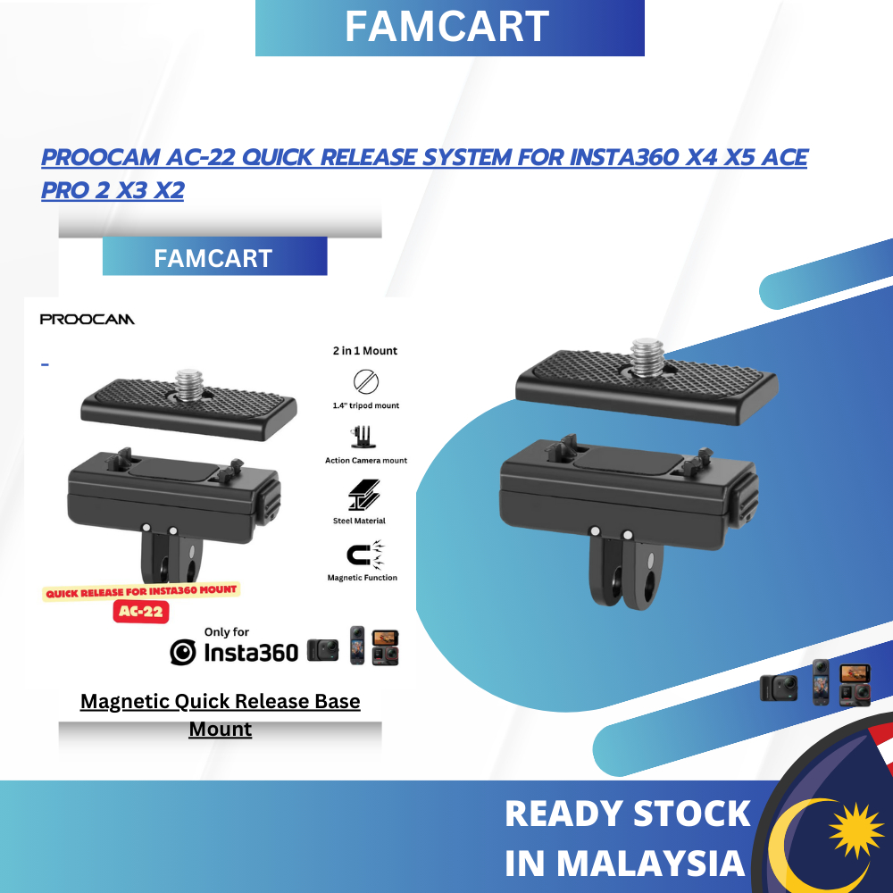 Proocam AC-22 ระบบปลดเร็วสําหรับกล้อง Insta360 X4 X5 Ace Pro 2 X3 X2 Go Ultra