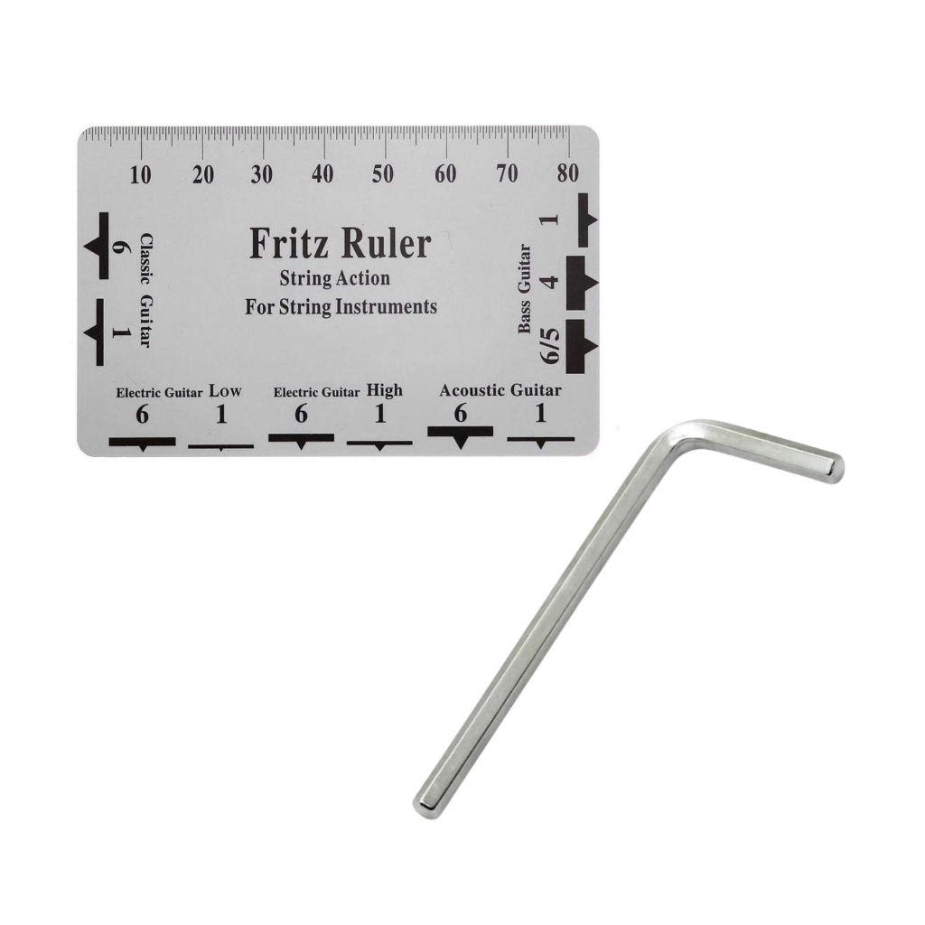 ไม้บรรทัด Fritz Guitar String Action Gauge String Pitch Ruler Card Luthier Tool พร้อมกุญแจอัลเลน