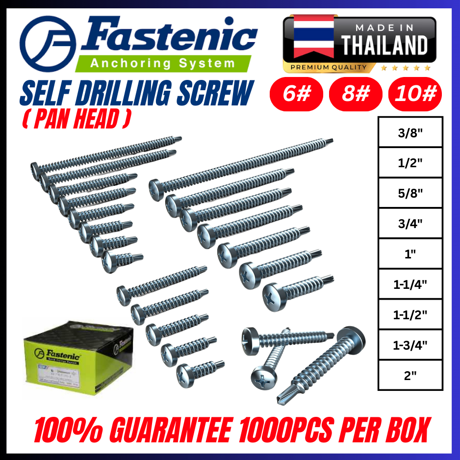 (กล่อง/KOTAK) FASTERNIC PAN HEAD SELF DRILLING SCREW (SDP) 1000PCS /SCREW SHERA/SKRU SHERA/SCREW BES