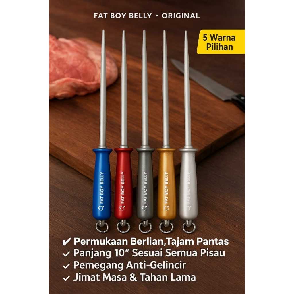 Fat Boy Belly Diamond Sharpening Steel 10" Quick Sharp Diamond Knife Sharpening Rod ​ ห้องครัวและห้อ
