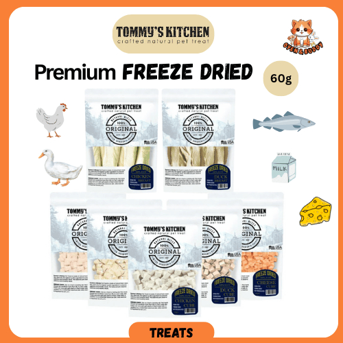 Tommy Kitchen Fresh Freeze Dried Salmon Fillet 60g ขนมสุนัข ขนมแมว High Quaity Pet Treats