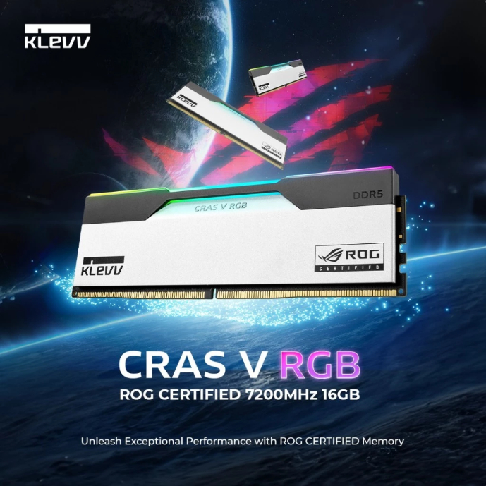 KLEVV CRAS V RGB ROG Certified [ 32GB (16GBx2) / 48GB (24GBx2) ] 6200MHz ~ 7200MHz DDR5 Gaming Memor