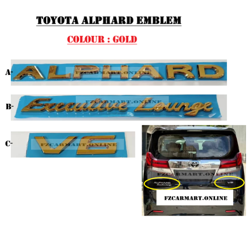 TOYOTA ALPHARD EXECUTIVE LOUNGE V6 EMBLEM LOGO-(ABS)