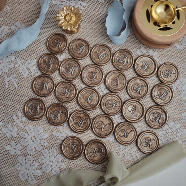 Alphabet Wax Seal Stamp Cursive Lettersive Canopy พิมพ์