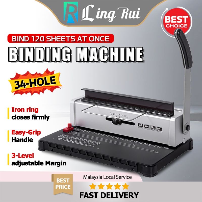 Mesin Pengikat 34 หลุมแหวน Binding เครื่อง A4/A3 Heavy Duty หวี Binding Machine สํานักงาน 21 หลุมแหว