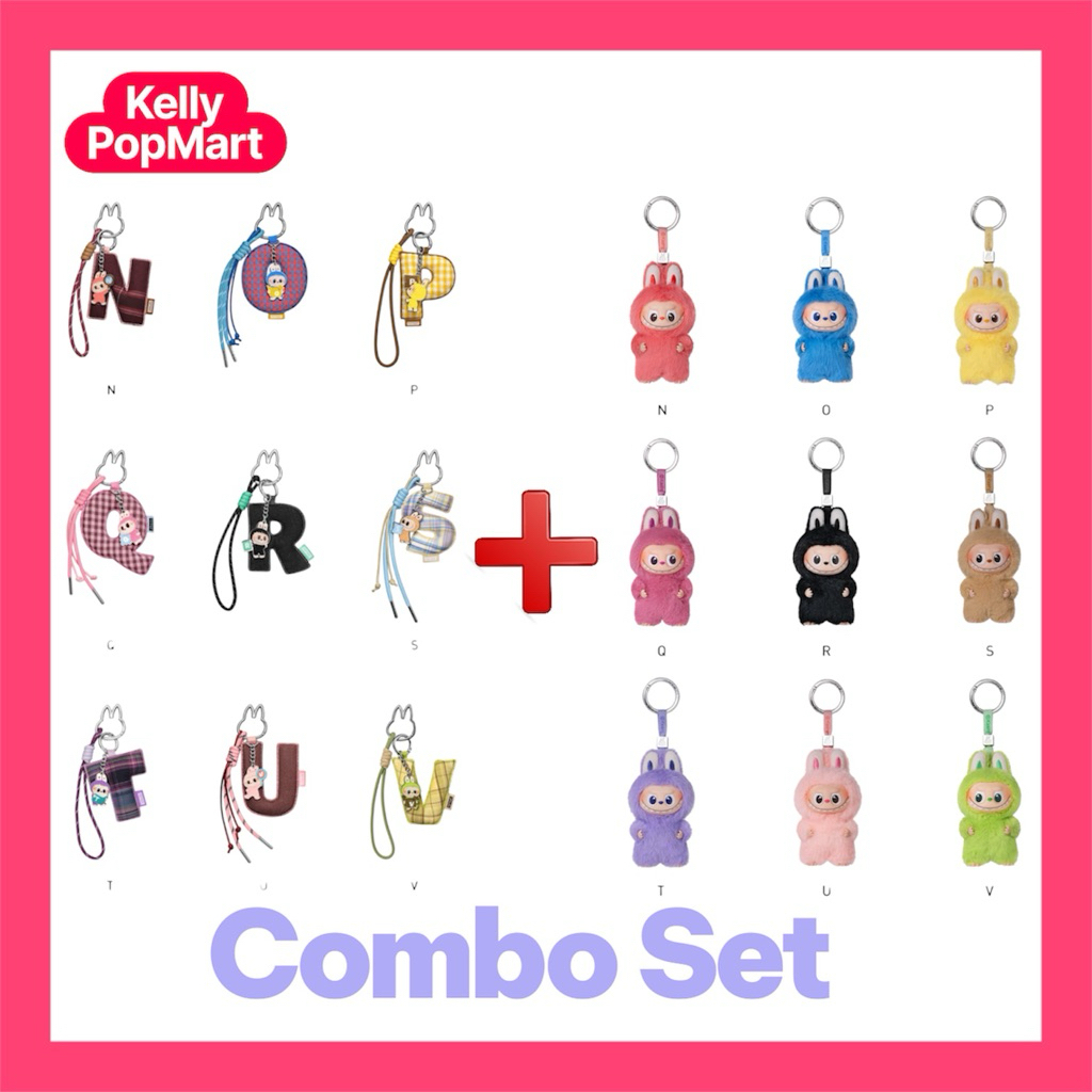& LABUBU V4 MINI LABUBU WITH ALPHABET KEYCHAIN COMBO SET