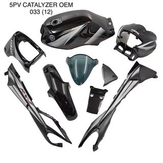( BLACK ) YAMAHA RXZ NEW 5PV CATALYZER BODY COVER SET SIAP STICKER TANAM OEM BLACK