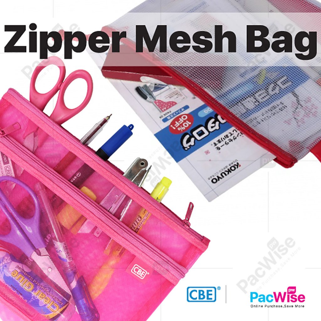 CBE Zipper Mesh Bag PVC & Soft Beg Zipper Mesh Holder Filing (B6/B5/A5/A4/A3) – 1 ชิ้น