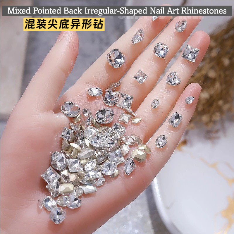 Monja K9 Rhinestone สําหรับเล็บคริสตัลเพชรชี้กลับลูกปัดสําหรับเล็บอุปกรณ์ตกแต่งเล็บ K902K9Beauty 迷你钻