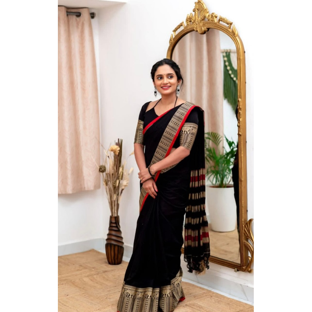 มาใหม่พรีเมี่ยม Pure HANDLOOM Kanchi Cotton Sarees