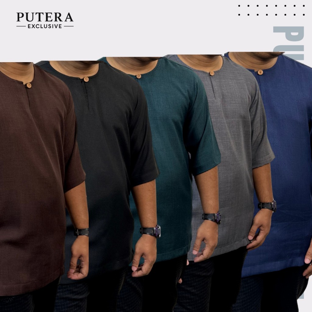 Putera Exclusive - Kurta Johor 3 Quarters Lelaki Muslimal Baju Raya Casual Pack 5