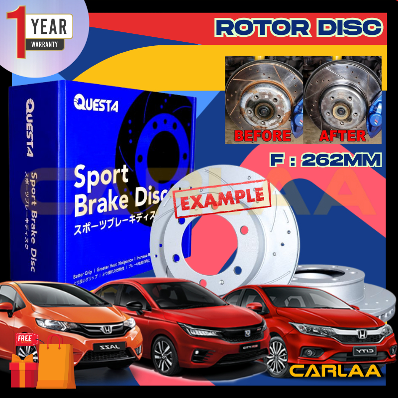 QUESTA JAPAN QUALITYCITY T9A T5A TOOHONDA ROTOR DISC (2PCS) RACING SLOTTED DRILLED DEPAN BELAKANG