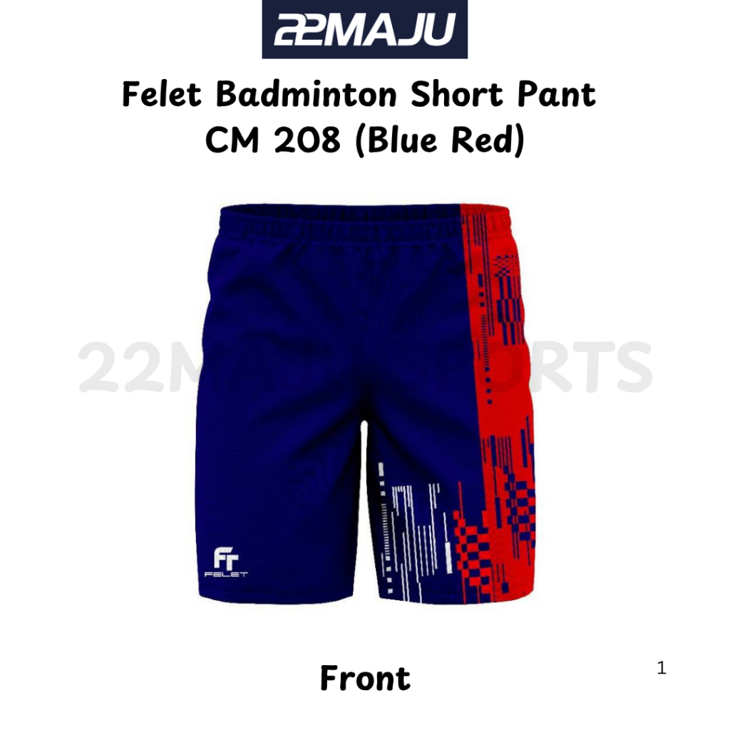 Felet CM 208 Badminton Short - Black Red & Blue Red - Seluar Felet จาก FELET
