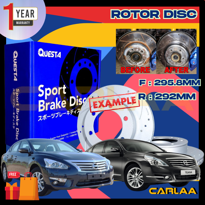 QUESTA JAPAN QUALITYTEANA J32NISSAN ROTOR DISC (2PCS) RACING SLOTTED DRILLED DEPAN BELAKANG