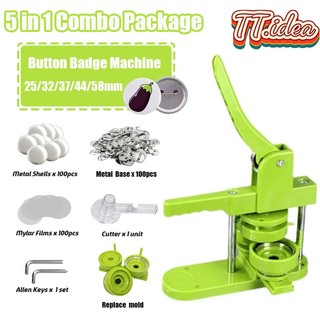 5in1(25+32+37+44+58mm)Set DIY Button Maker Machine Handmade Metal Pinback Supplies ound Badge Punch