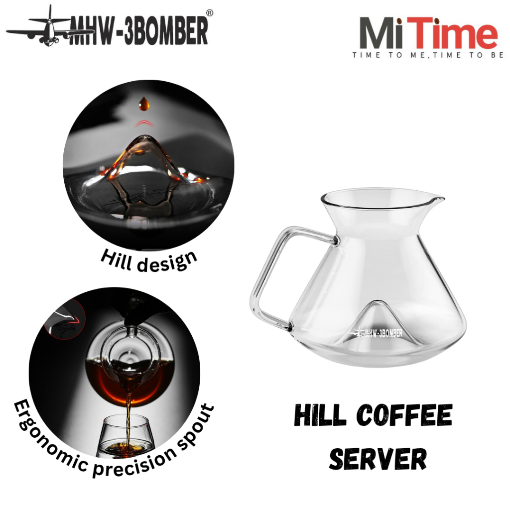 MHW-3BOMBER Hill Coffee Server – Borosilicate Glass Pour Over Server 360ml/600ml ทนความร้อน แม่นยําเ