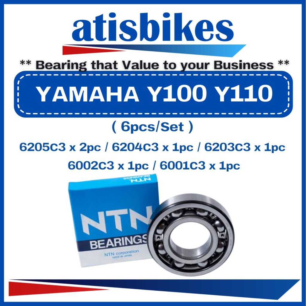 SKF YAMAHA Y100 Y110 ( 6 ชิ้น/เซ็ต-C3 ) เครื่องยนต์รถจักรยานยนต์และแบริ่งเพลาข้อเหวี่ยง 6205C3 6204C