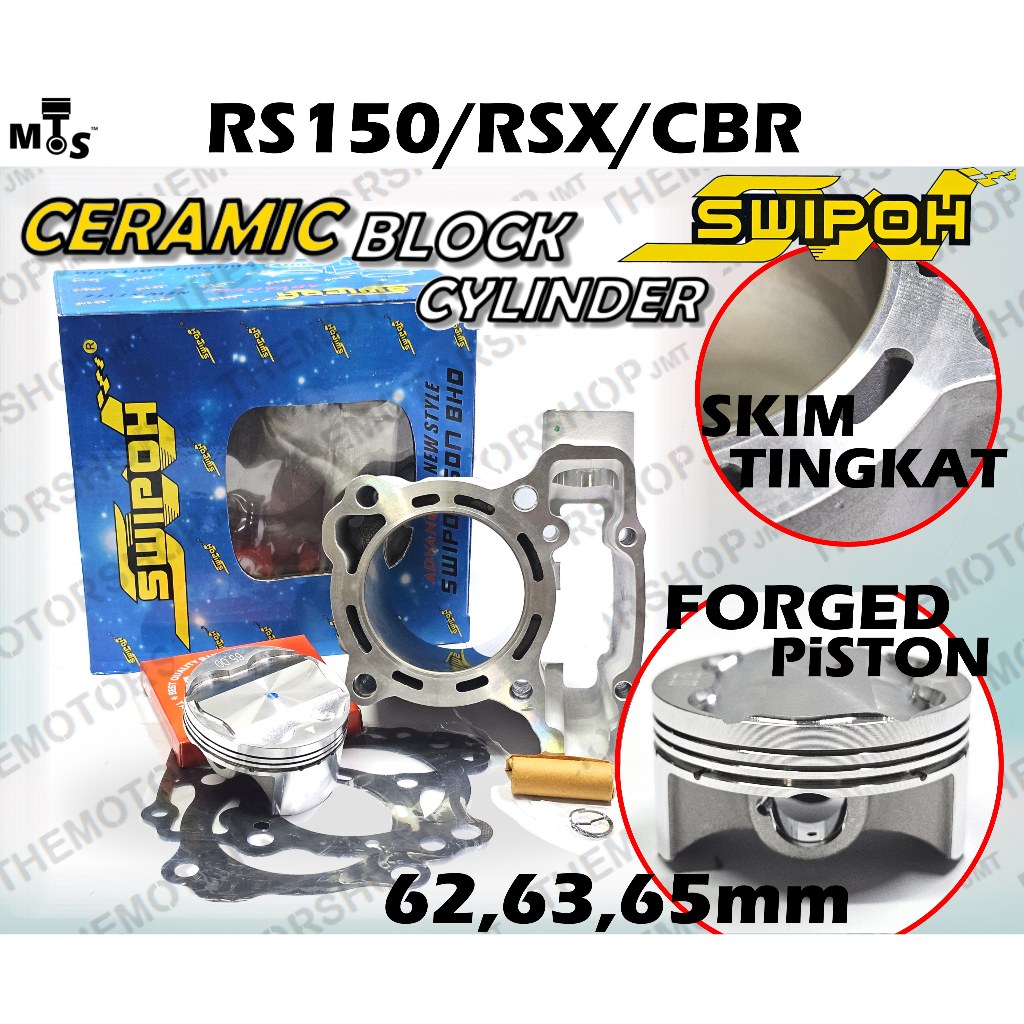 👍SWIPOH RACING 65 มม./63 มม./62 มม. RS150/RSX150/CBR150 CERAMIC CYLINDER BLOCK BLOK (FORGED PISTON) 